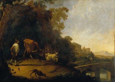 A Man Driving Cows by Unbekannt Unbekannt